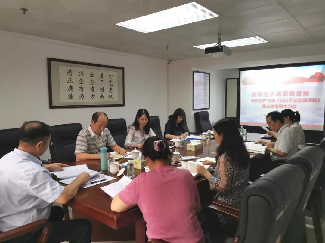 粵新資產黨委舉行《習近平談治國理政》第三卷“推動經濟高質量發展”專題集中學習研討